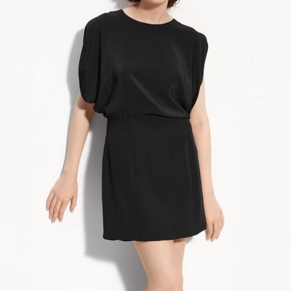 Wren Silk Kimono Mini Dress in Black - Picture 3 of 8